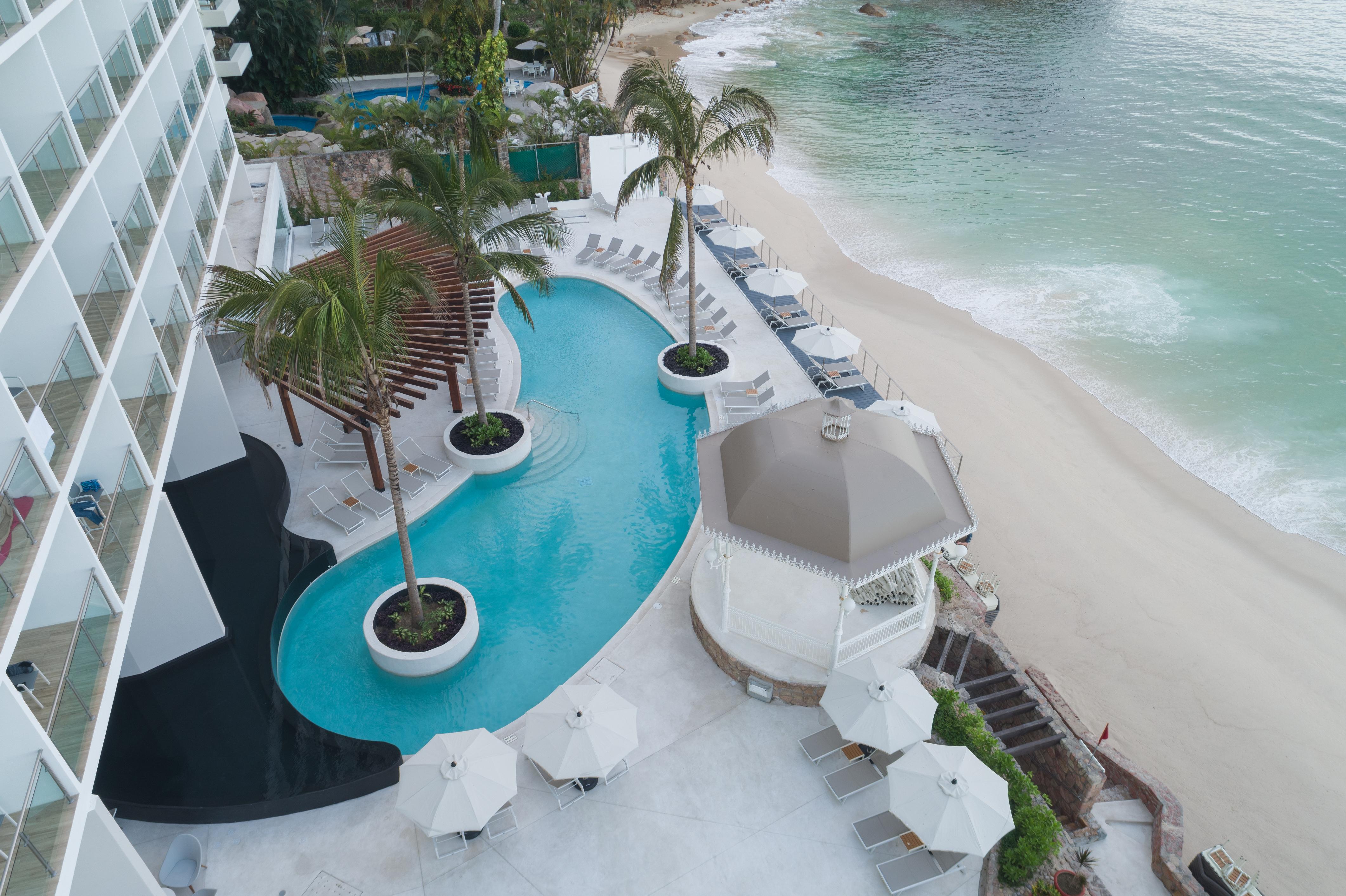 Grand Park Royal Puerto Vallarta Exterior photo Aerial view of the beach at the Grand Palladium White Sand Resort & Spa